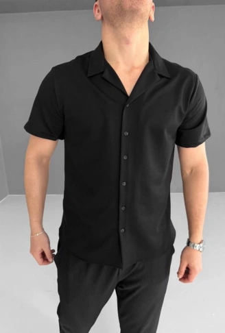 İki İplik Kumaş Gömlek - Siyah