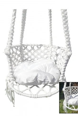 İPEK HAMAK DAVUL SALINCAK  MİNDERLİ   ÇAP:60CM   150KG.TAŞIMA KAPASİTESİ   1-ASMA HALATI - 1-ÇELİK DUBEL (4940)