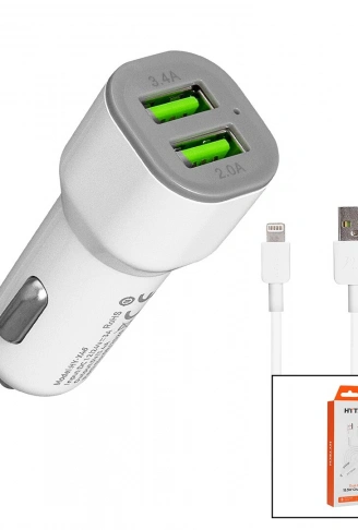 İPHONE - KABLOLU  OTO - ARAÇ ÇAKMAKLIK ŞARJ BAŞLIK SET  3.1A - 15.5W - 1MT KABLO  HY-X44 (4940)