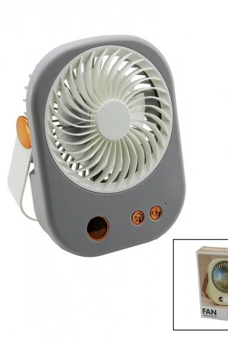 IŞIKLI MİNİ FAN MASA ÜSTÜ USB ŞARJLI 2İN1 KULP=TAŞIMA - DURUŞ 3 KADEME HIZ 15.5X12CM BJJ-565 (4940)