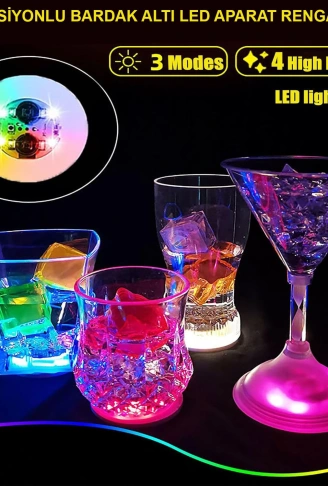 Işıklı Yapışkanlı Bardak Altı Aparatı Ledli 3 Fonksiyonlu 6 cm Çap (4940)
