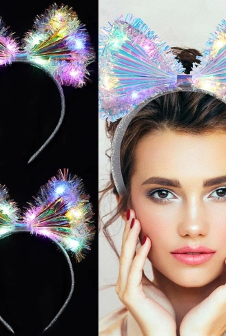 Işıltılı Fiber Fiyonk Gece Tacı Işıklı Ledli Eğlence Tacı 1 Adet 20x21 cm (4940)