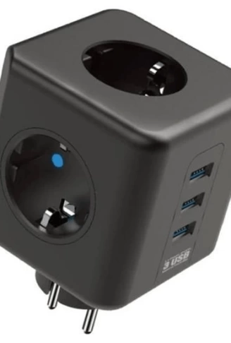 Isıya Dayanıklı Termal Akım Korumalı Ve Çocuk Korumalı 3 Priz Girişli 3 Usb Girişli Küp Priz