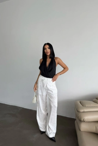 JAKAR SATEN PANTOLON - Beyaz