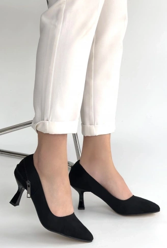 Jedi Siyah Süet Topuklu Ayakkabı