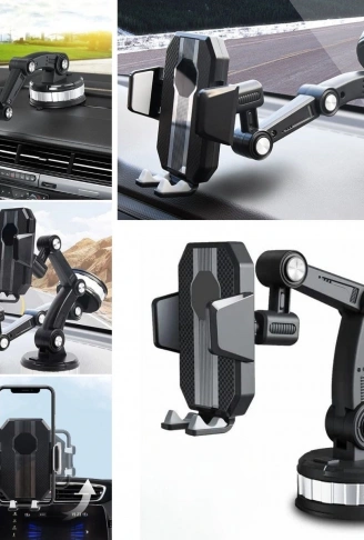 Jel Vantuzlu Cama Takılabilen Güçlü 360 Derece Dönebilen Ayarlanabilir Araç Içi Vantuzlu Telefon Tutucu (4940)