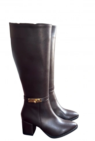 Jeoli Kahverengi Cilt Topuklu Çizme