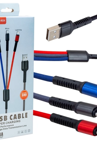 JKX-44 USB TO MICRO USB TYPE-C LIGHTNING 3LÜ 2.4 AMPER SARJ KABLOSU (4940)