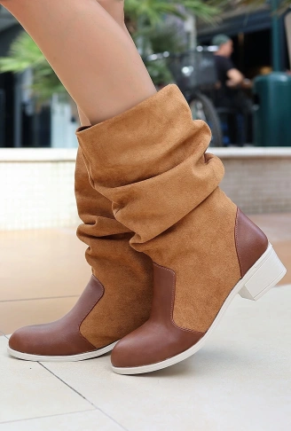 Jolin Taba Cilt Süet Detaylı Çizme