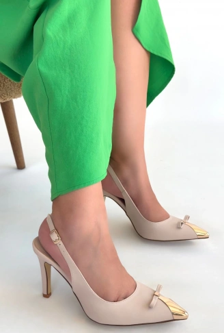 Joye Bej Cilt Topuklu Ayakkabı