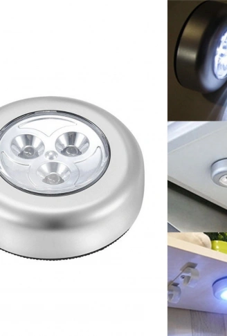 Kablosuz Spot Pilli Dokunmatik Led Lamba 3 Ledli Dolap Lambası (4940)