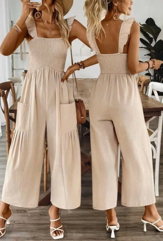 Kadın Askılı Gipe Detaylı Cepli Uzun Tulum