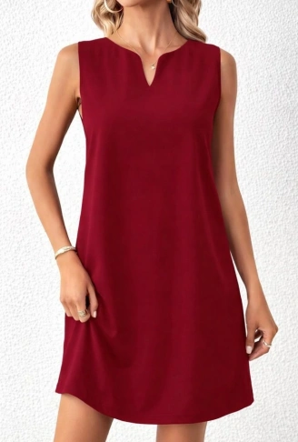 Kadın Askılı V Yakalı Mini Ithal Krep Elbise