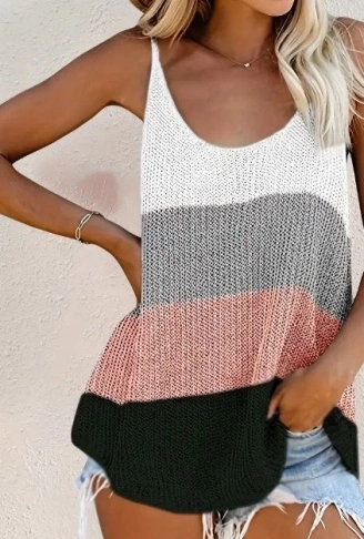 Kadın Askılı Yuvarlak Yaka Salaş Triko Bluz