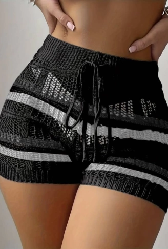 Kadın Belinden Bağlamalı Mini Triko Short