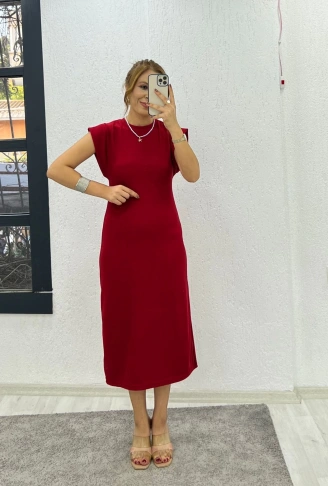 Kadın Bisiklet YakaT-kolmidi Boy Elbise