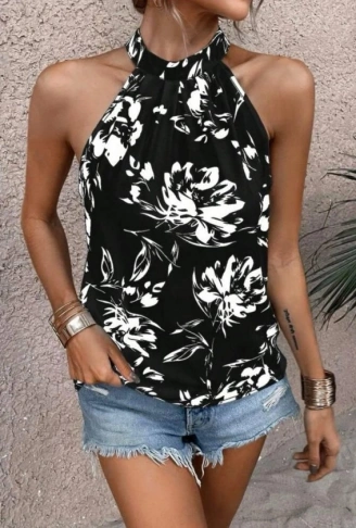 Kadın çiçek Desenli Mikro Kumaş Bluz