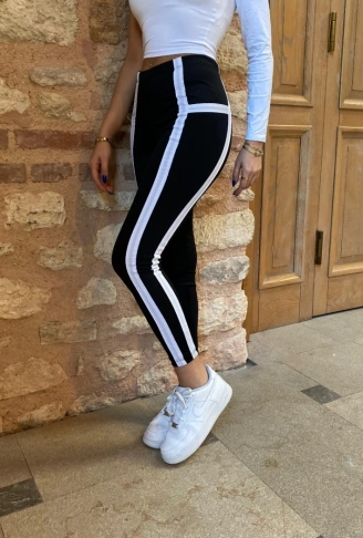 Kadın çizgili Egzersiz Dalgıç Tayt