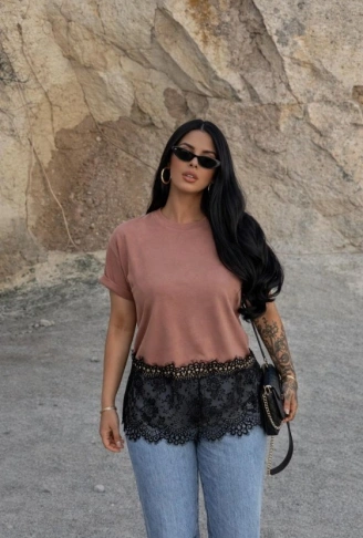 Kadın Dantelli Modal Kumaş Bluz