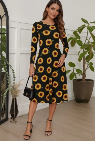 Kadın Fakir Kol Bisiklet Yaka Midi Mikro Elbise