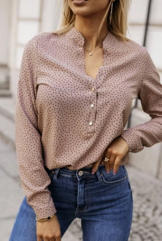 Kadın Hakim Yaka Metal Düğmeli Moskrep Kumaş Bluz