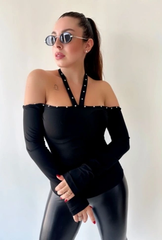 Kadın Halter Yaka Detay Bluz