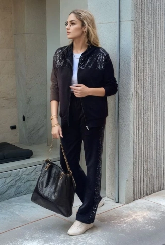 Kadın Iki Iplik Kumaş Pul Ve Fermuar Detaylı Ikili Takım