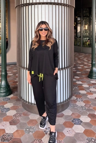 Kadın Iki Iplik Viskon Pamuk Kumaş Arma Detaylı Ikili Takım