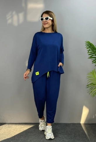 Kadın Iki Iplik Viskon Pamuk Kumaş Arma Detaylı Ikili Takım