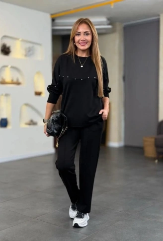 Kadın Inci Detay Modal Kumaş Ikili Takım