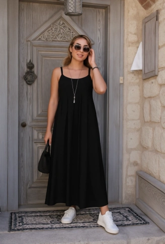 Kadın Ip Askılı V Yakalı Asimetrik Detaylı Aerobin Elbise