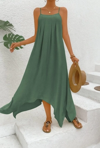 Kadın Ip Askılı V Yakalı Asimetrik Detaylı Aerobin Elbise