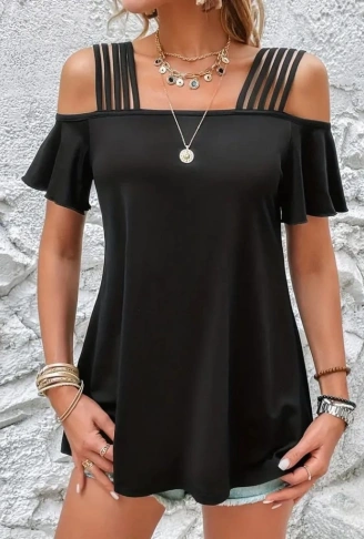 Kadın Kısa Kollu Beş Askılı Viskon Bluz