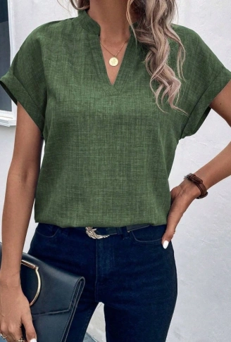 Kadın Kısa Kollu Hakim Yaka Sofya Bluz