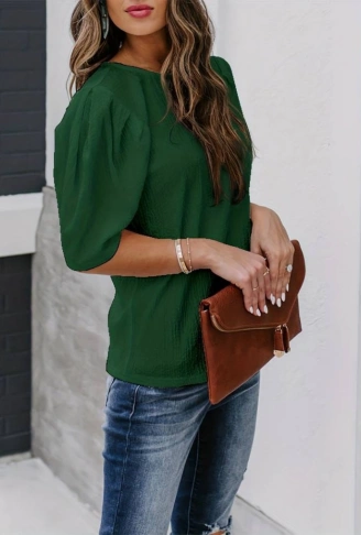 Kadın Kısa Kollu Pileli Balın Kol Bürümcük Bluz