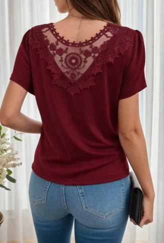 Kadın Kısa Kollu V Yakalı Viskon Bluz