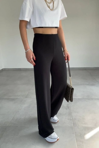 Kadın Krep Kumaş Gipe Detay Palazzo Pantolon