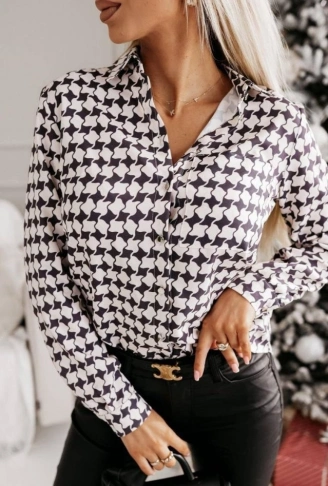 Kadın Metal Düğme Ve Cep Detay Moskrep Gömlek