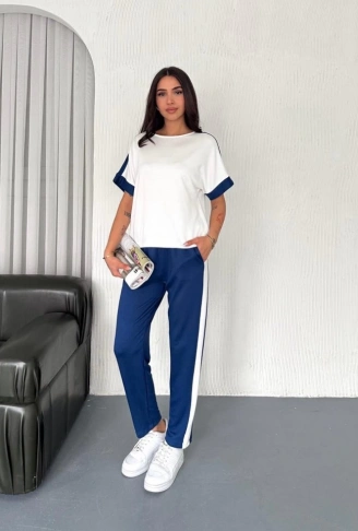 Kadın Modal Dokulu Kumaş Yanı şeritli Takım