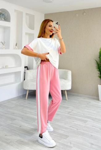 Kadın Modal Dokulu Kumaş Yanı şeritli Takım