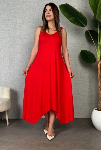 Kadın Omuz Askılı Toka Detay Maxi Boy Elbise