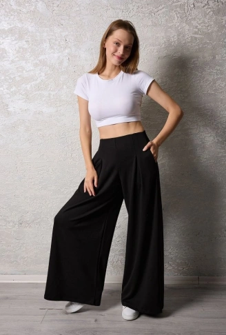 Kadın Pileli Gizli Cep Detay Salaş Pantolon