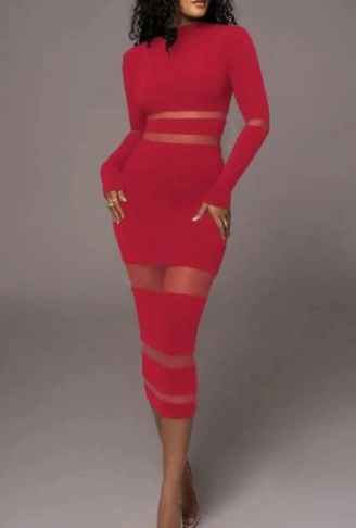 Kadın şerit Transparan Detay Fırsat ürün Midi Boy Elbise