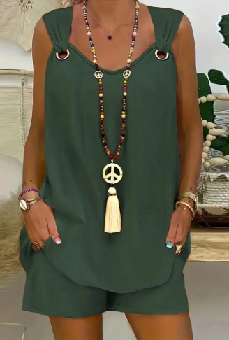 Kadın Sıfır Kol V Yaka Kuş Gözü Detay Bluz Short Aerobin Ikili Takım