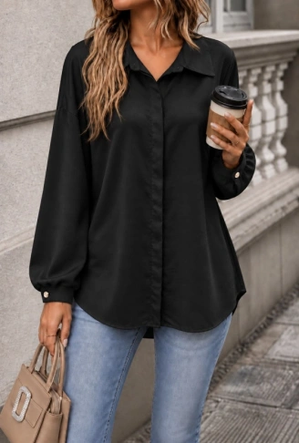 Kadın Siyah Oversize Gömlek