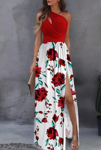 Kadın Tek Omuzdan Askılı Damla Detaylı üst Dalgıç Alt Süprem Maxi Elbise