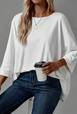 Kadın Truvakar Kollu Bisiklet Yaka Viskon Bluz