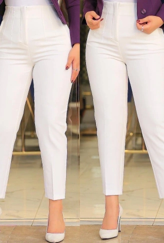 Kadın üste Oturan Paçası Bilek üzerinde Biten Atlas Kumaş Pantolon 36 (S) - 50 (5XL)