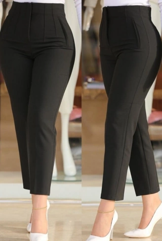 Kadın üste Oturan Paçası Bilek üzerinde Biten Krep Kumaş Kumaş Pantolon 36 (S) - 50 (5XL)