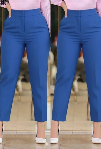 Kadın üste Oturan Paçası Bilek üzerinde Biten Krep Kumaş Pantolon 36 (S) - 50 (5XL)